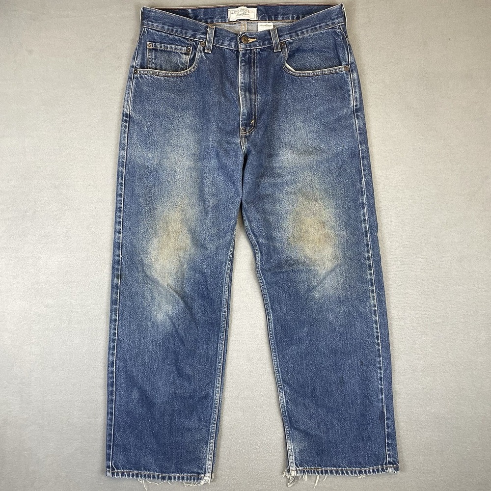 Levi Strauss Signature Jeans Men 34x30 Blue Loose Straight Baggy Y2K Distressed